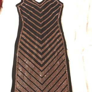 Black Sleeveless Dress with Cooper Stones